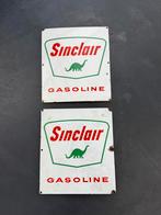 Twee oude emaille reclame borden Sinclair, Verzamelen, Ophalen of Verzenden, Gebruikt, Reclamebord