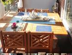 Teaken tafel, en 4 stoelen, Enlèvement, Comme neuf, Bois de teck