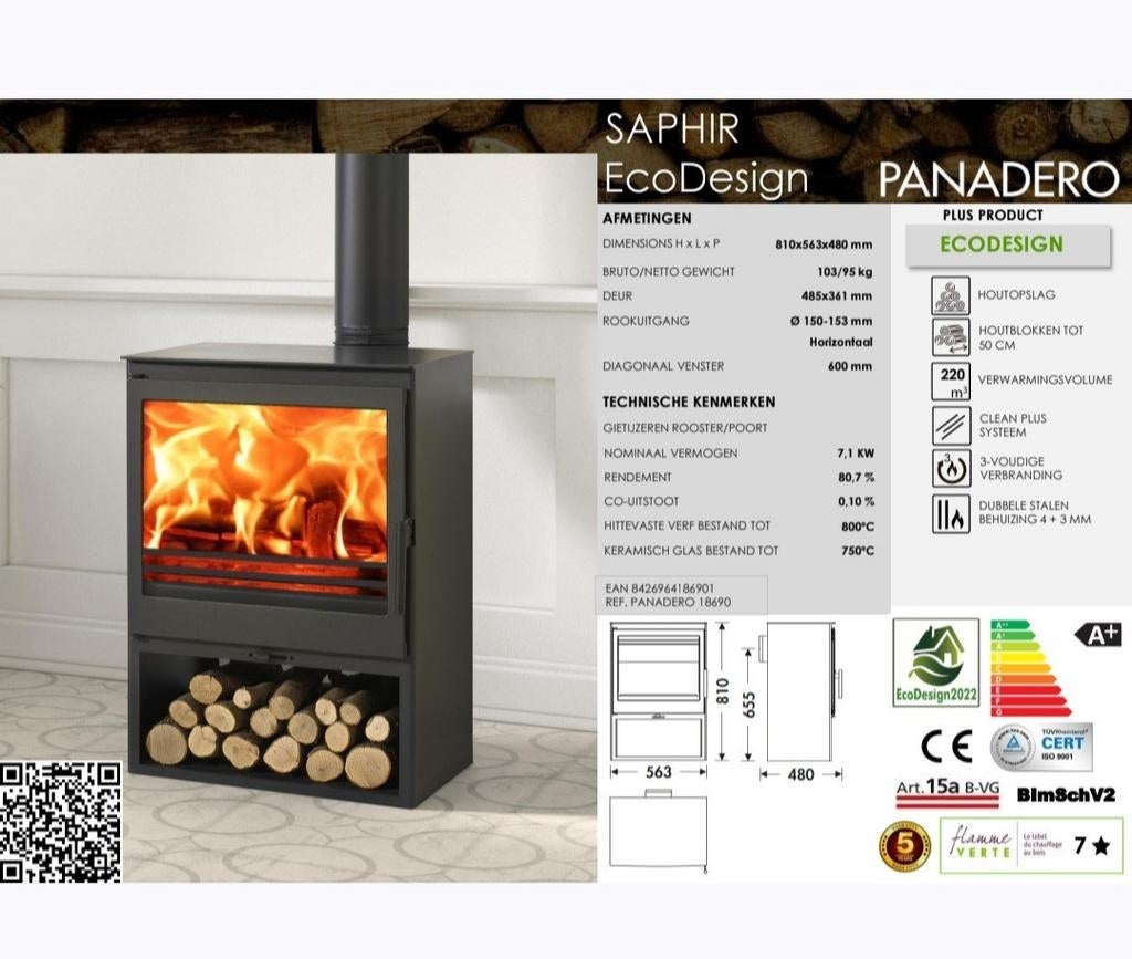 Poêle à bois Ecodesign, Enlèvement, Comme neuf, Cheminée sur pied, Cheminée au bois