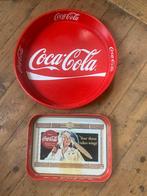 2 Vintage dienbladen / plateau Coca Cola reclame, Ophalen of Verzenden, Gebruikt, Reclamebord