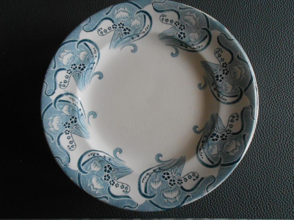 8 Handgeschilderde borden "Longwy", Antiek en Kunst, Ophalen of Verzenden