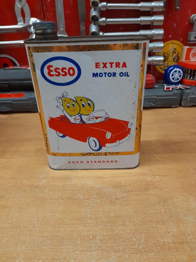 ancien bidon huile vide esso extra standard bas blanc, Envoi, Utilisé, Autres types