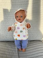 62. Babyborn: Nieuwe ecru hoodie met paarse broek, Ophalen of Verzenden, Nieuw, Babypop