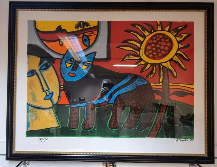 Corneille Cobra compositie '98 ingelijste kleurenprint, Antiek en Kunst, Kunst | Schilderijen | Modern, Ophalen