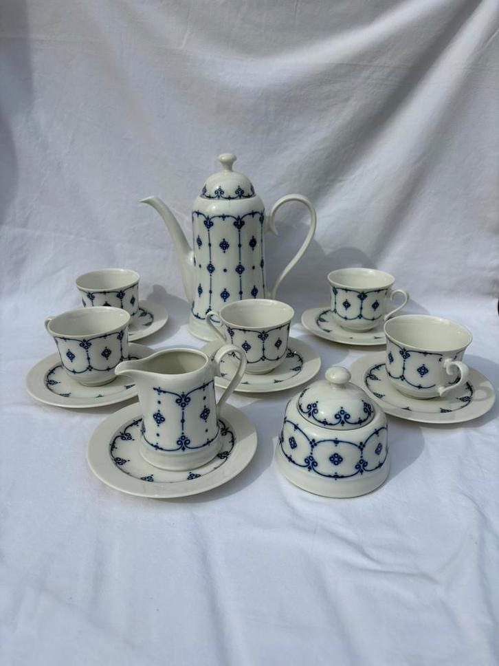 Vintage Bavaria Vohenstrauss Blue & White Coffee/Tea Set, Antiek en Kunst, Antiek | Servies compleet, Ophalen of Verzenden