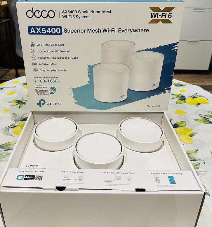 TP-Link Deco X60 AX5400 mesh pod wifi systeem (3 st.), Informatique & Logiciels, Points d'accès, Comme neuf, Enlèvement ou Envoi