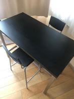 Table noire métal + 2 chaises IKEA, Huis en Inrichting, Tafels | Eettafels, Ophalen, Rechthoekig, Eikenhout