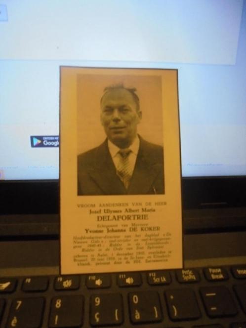 dp Jozef Ulysses Albert Maria Delafortrie, Verzamelen, Bidprentjes en Rouwkaarten, Bidprentje, Ophalen of Verzenden