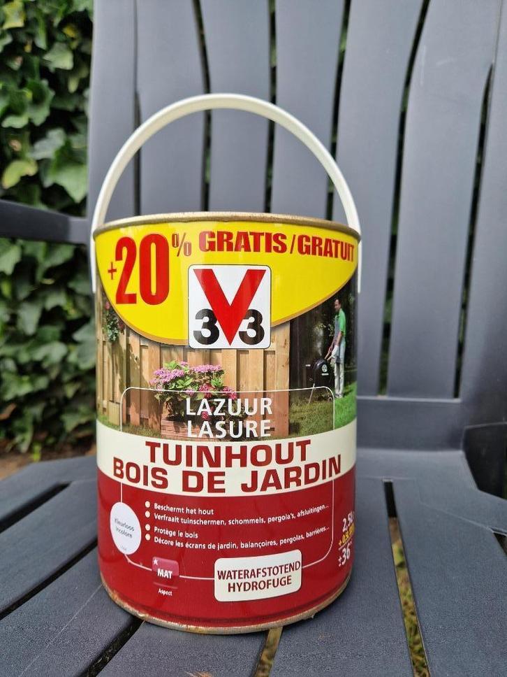 V33 beits tuinhout mat kleurloos 2,5 + 20%, Doe-het-zelf en Bouw, Verf, Beits en Lak, Nieuw, Beits, Minder dan 5 liter, Overige kleuren