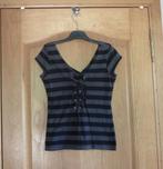 Grijs zwart gestreept T-shirt top met corsetlint Maat 36, Kleding | Dames, Topjes, Ophalen of Verzenden, Maat 36 (S), Zwart