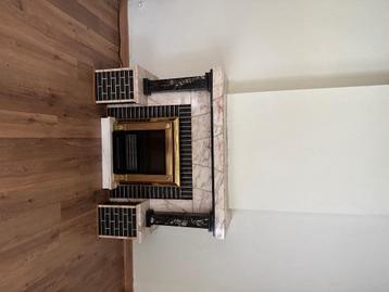 Marmeren sierschouw met elektrische haard - vintage/art deco beschikbaar voor biedingen