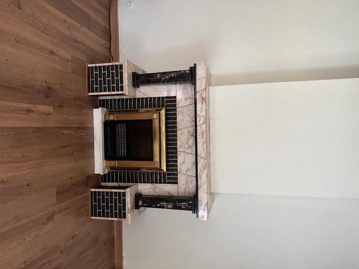 Marmeren sierschouw met elektrische haard - vintage/art deco, Huis en Inrichting, Haarden, Gebruikt, Elektrische haard, Ophalen