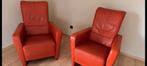 2 rode lederen leren stoelen fauteuils, Ophalen, Zo goed als nieuw, Leer