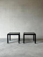 Set van 2 stalen bijzettafels met gerookt glas, Huis en Inrichting, Ophalen, Zo goed als nieuw, Glas