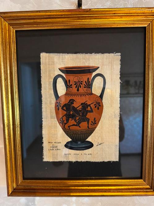 Amphore grecque peinte sur papyrus sicilien, Antiek en Kunst, Kunst | Schilderijen | Klassiek, Ophalen