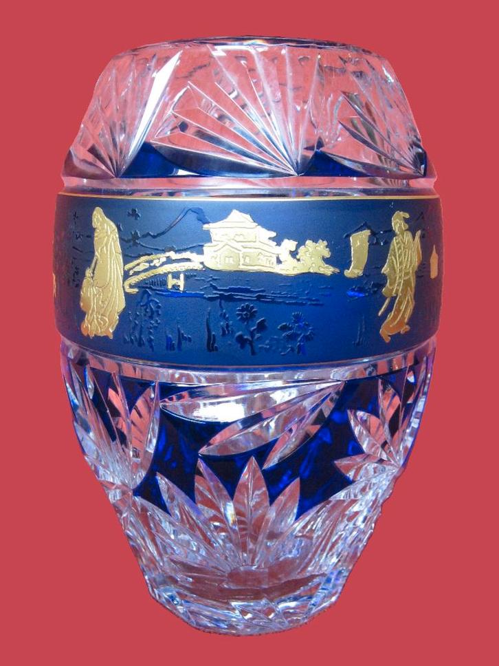 Val Saint Lambert 18 karaat Danse de Flor Double blue., Antiek en Kunst, Antiek | Glaswerk en Kristal, Ophalen