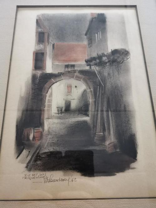 Originele tekening 20 euro 1962 - zwart en rood krijt, Antiek en Kunst, Kunst | Tekeningen en Fotografie, Ophalen