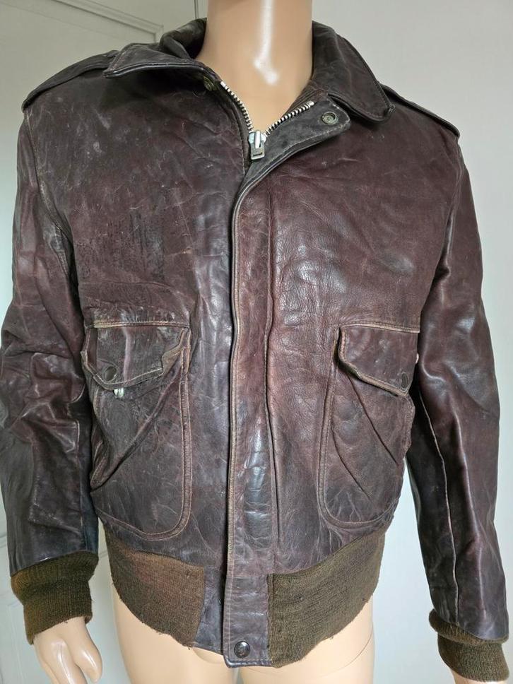 Blouson d'aviateur vintage Schott L, Vêtements | Hommes, Vestes | Hiver, Porté, Taille 52/54 (L), Brun, Envoi