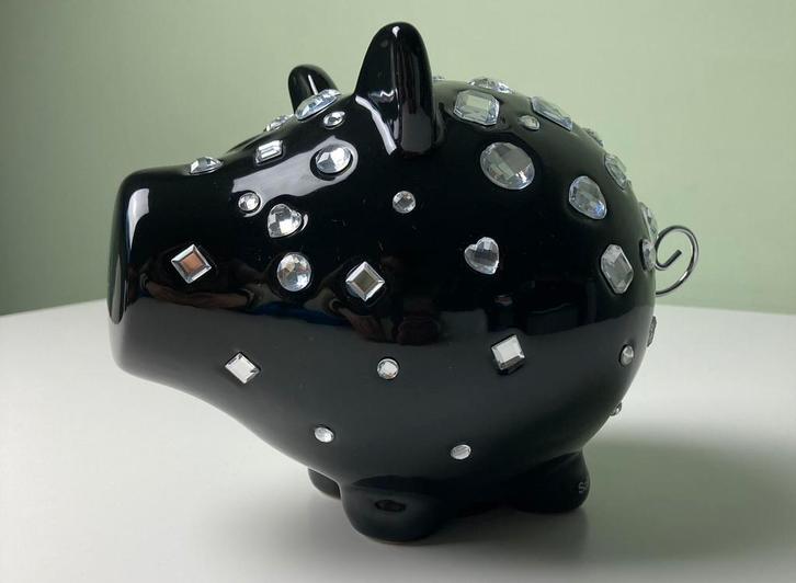Salt & Pepper spaarvarken zwart met strasssteentjes, Verzamelen, Spaarpotten, Nieuw, Ophalen of Verzenden