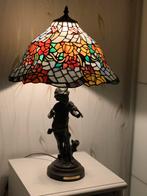 Prachtige tiffanylamp met bronzen beeld, Antiek en Kunst, Ophalen