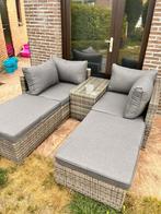 Loungeset te koop met kussens + tafeltje, Tuin en Terras, Ligbedden, Ophalen, Zo goed als nieuw