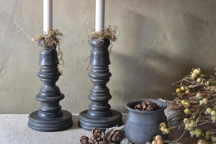 Houten kandelaar balusterkandelaar Be-Uniq, Huis en Inrichting, Woonaccessoires | Kandelaars en Kaarsen, Nieuw, Kandelaar, 25 tot 50 cm