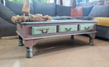 Kleurrijke handgemaakte India salontafel ibiza - 6 lades beschikbaar voor biedingen