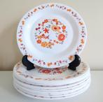 Set van 10 vintage Arcopal borden, bloemenmotief, jaren ’70, Ophalen of Verzenden