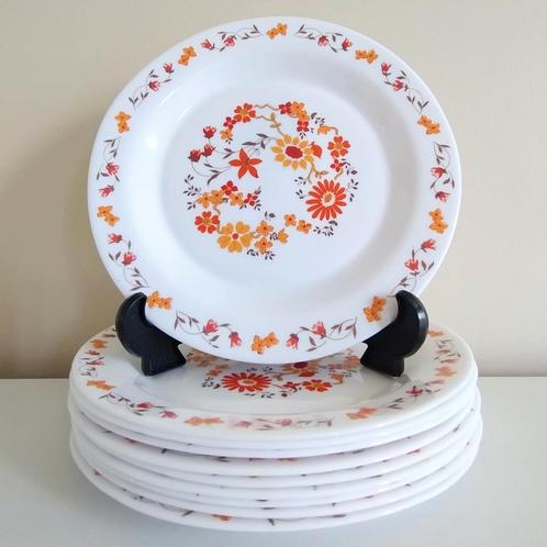 Set van 10 vintage Arcopal borden, bloemenmotief, jaren ’70, Antiek en Kunst, Antiek | Servies los, Ophalen of Verzenden