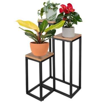 Plantenstandaard 3 delig metaal en MDF 68cm, Enlèvement ou Envoi, Neuf