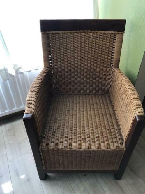 Rotan/houten Stoel/fauteuil - 1-zit - perfecte staat!, Maison & Meubles, Chaises, Comme neuf, Une, Bois, Osier ou Rotin, Brun
