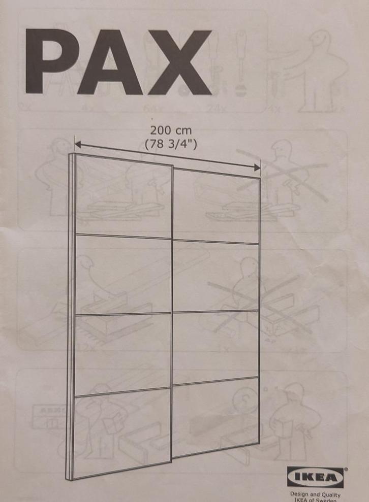 Ikea PAX witte schuifdeuren (set van 2), Huis en Inrichting, Kasten | Kleerkasten, Zo goed als nieuw, 200 cm of meer, 200 cm of meer