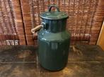 Donker groen Emaille melkbus met hengsel., Ophalen of Verzenden