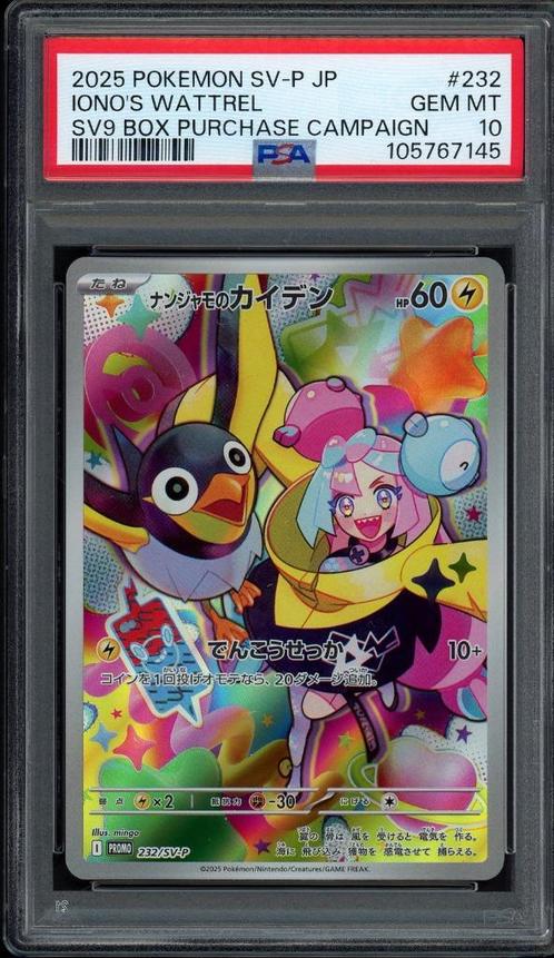 Iono's Wattrel PSA 10 - 232/SV-P - Japanese Promo 2025, Hobby en Vrije tijd, Verzamelkaartspellen | Pokémon, Zo goed als nieuw