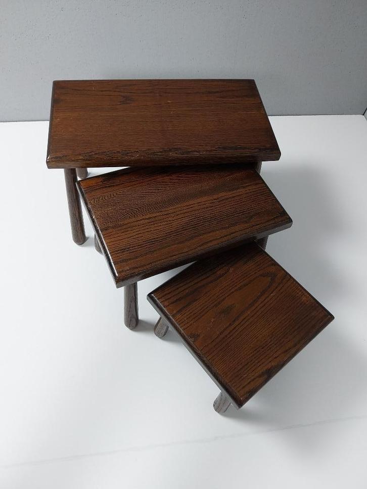 Set van 3 Brutalist Bijzettafeltjes, Maison & Meubles, Tables | Tables d'appoint, Utilisé, Rectangulaire, Moins de 45 cm, 55 à 75 cm