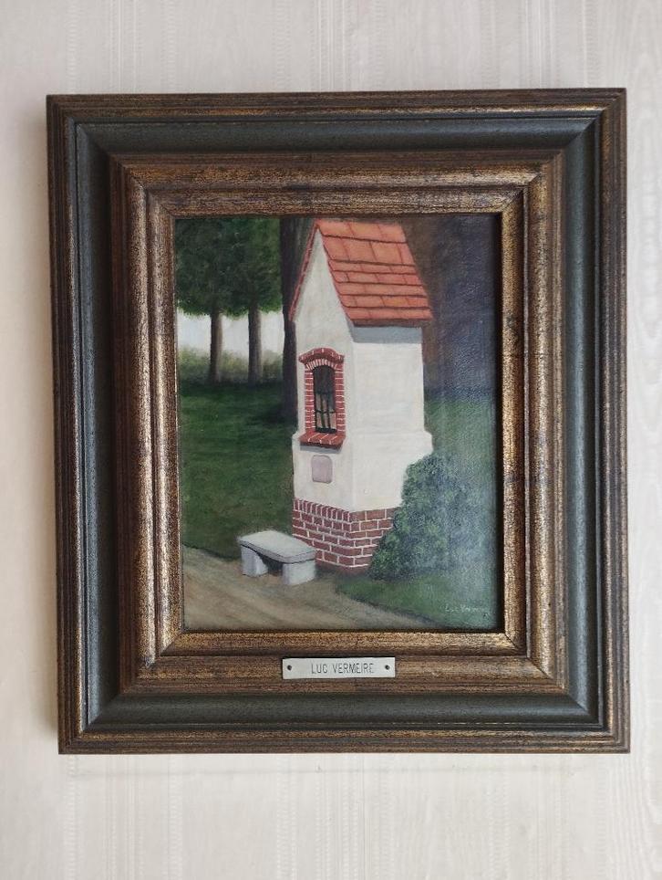 Schilderij 38 x 34 cm door Luc Vermeire., Antiek en Kunst, Kunst | Schilderijen | Klassiek, Ophalen of Verzenden