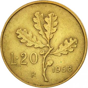 Italie 20 lires, 1958