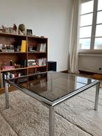 Table basse moderne avec structure en verre fumé et chrome, 100 à 150 cm, Moins de 50 cm, Modernistisch, Enlèvement