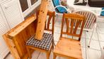 Tafel met 2 stoelen, grenen hout, kussentjes, Huis en Inrichting, Ophalen, Zo goed als nieuw, Grenenhout