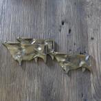 Brutalistische bronzen wandsculptuur stieren  jaren 50, Ophalen of Verzenden