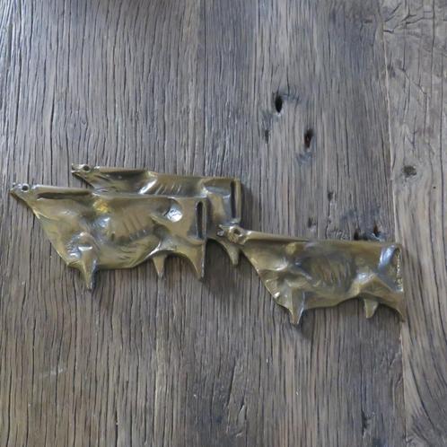 Brutalistische bronzen wandsculptuur stieren  jaren 50, Antiek en Kunst, Kunst | Beelden en Houtsnijwerken, Ophalen of Verzenden