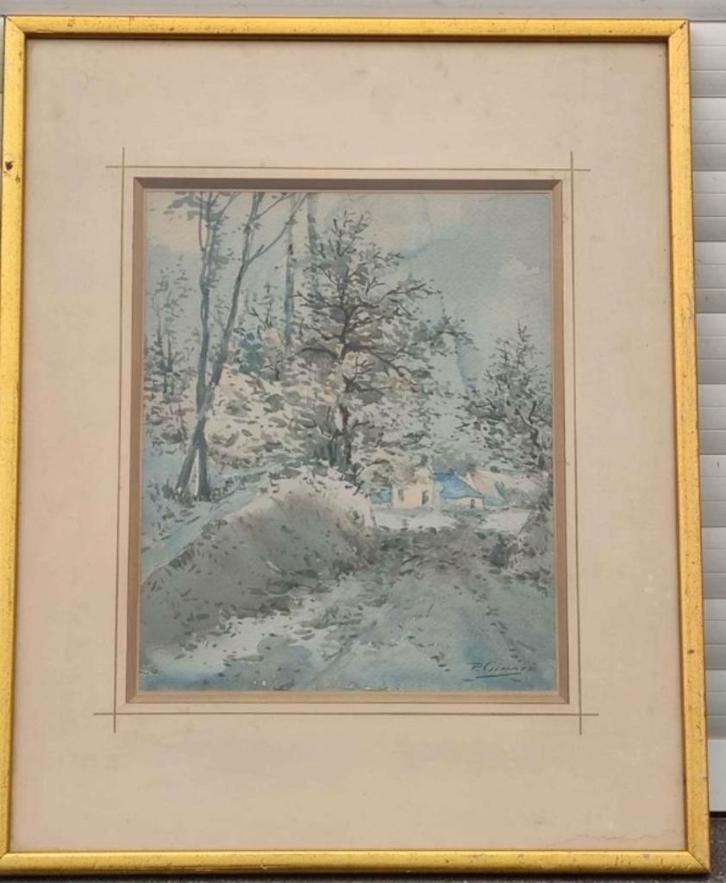 Aquarelle signe François gomze, Antiek en Kunst, Kunst | Schilderijen | Klassiek, Ophalen of Verzenden