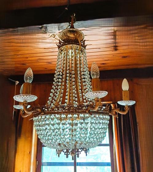 Grote kroonluchter met parels, Huis en Inrichting, Lampen | Hanglampen, 50 tot 75 cm, Ophalen