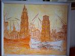 willy bosteels  schilderij antwerpen 100x80 cm, Antiek en Kunst, Ophalen