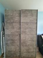 Armoire gris beton portes coulissantes, 100 tot 150 cm, 50 tot 75 cm, Zo goed als nieuw, 200 cm of meer