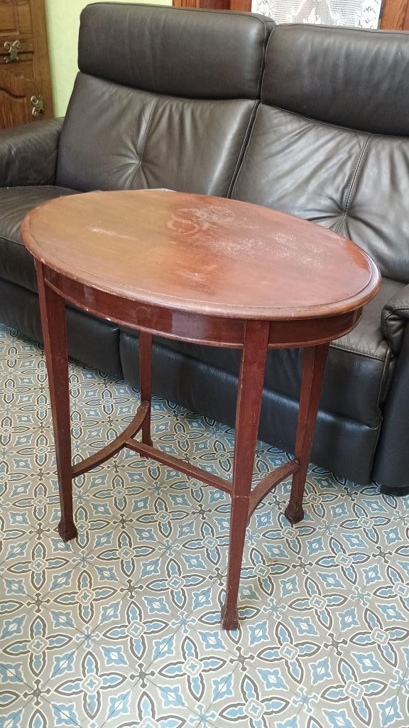 table haute / guéridon ovale - art nouveau tardif / art-déco, Antiquités & Art, Antiquités | Meubles | Tables, Enlèvement