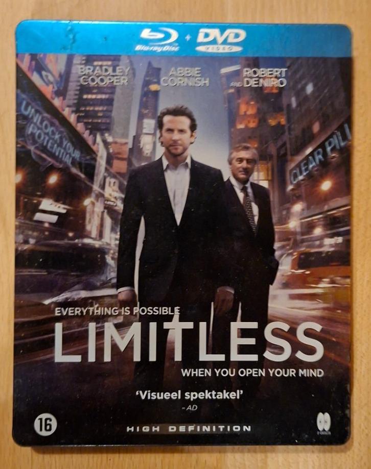 Limitless (Blu-ray + DVD Steelbook) - Bradley Cooper/De Niro, CD & DVD, Blu-ray, Utilisé, Thrillers et Policier, Enlèvement ou Envoi