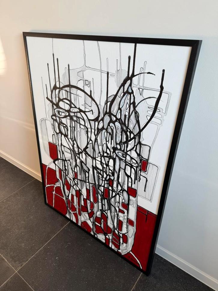 Acryverf op doek (Natia Antadze - Die beowachter), Antiek en Kunst, Kunst | Schilderijen | Abstract, Ophalen