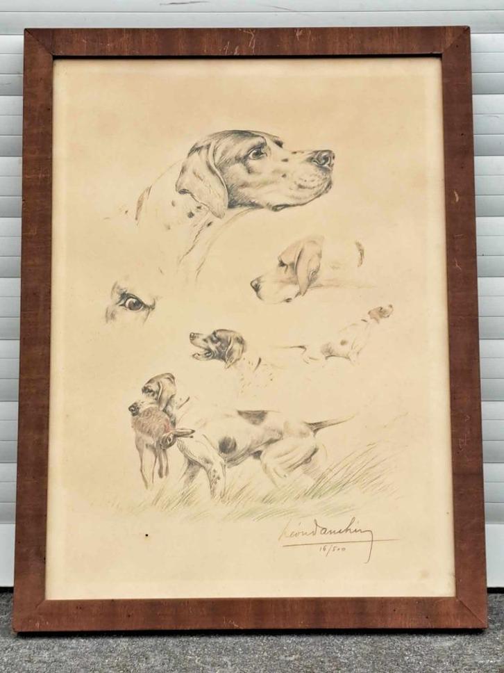 Lithographie signe Léon danchin, Antiek en Kunst, Kunst | Litho's en Zeefdrukken, Ophalen of Verzenden