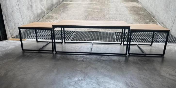 Salontafel uit 3 delen Eik, Huis en Inrichting, Tafels | Salontafels, Zo goed als nieuw, Minder dan 50 cm, 50 tot 100 cm, 100 tot 150 cm